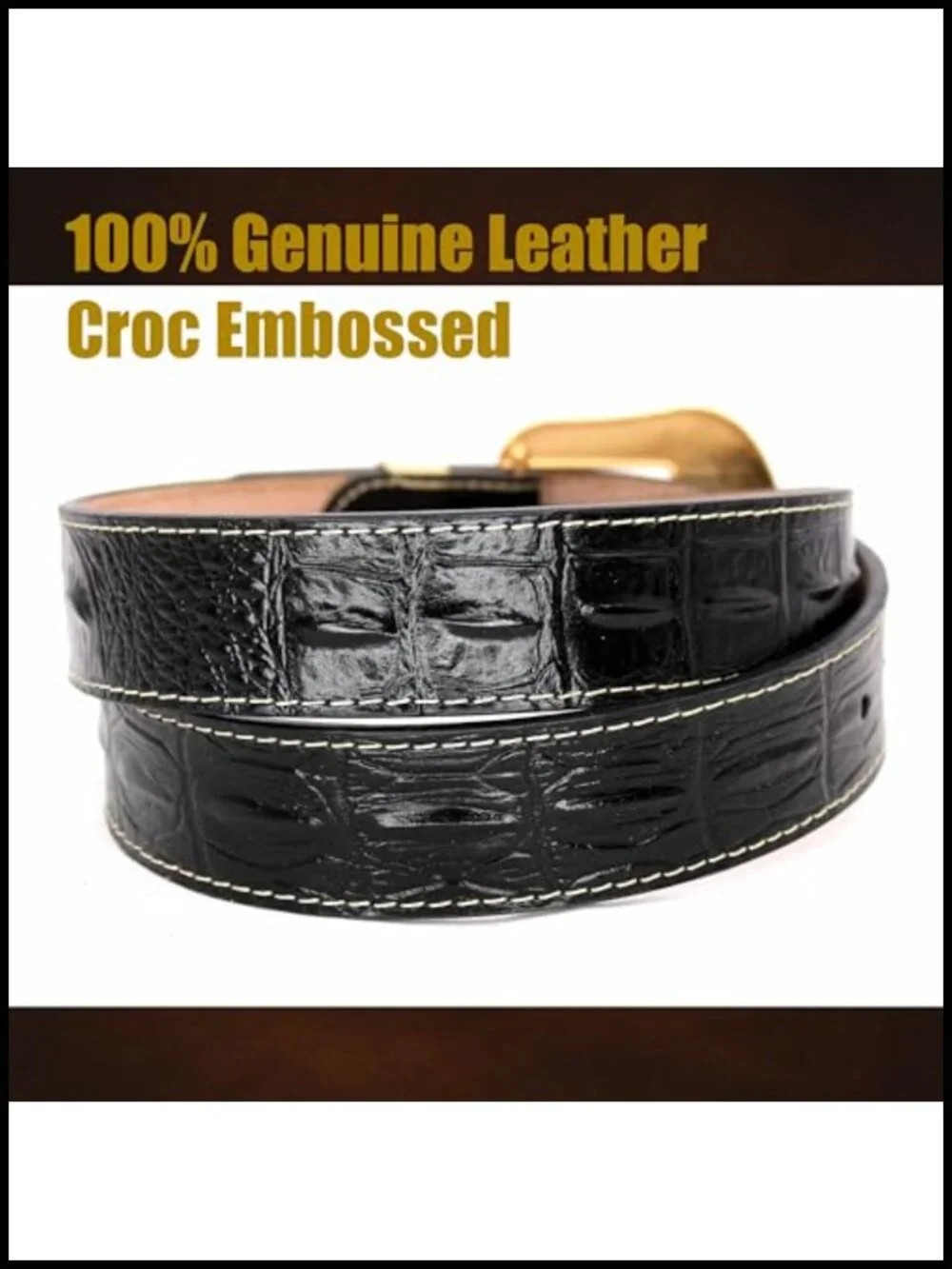 Men's Genuine Leather Western Belt with Engraved Buckle, Removable, Rodeo